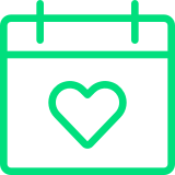 Line art of calendar with heart in the middle